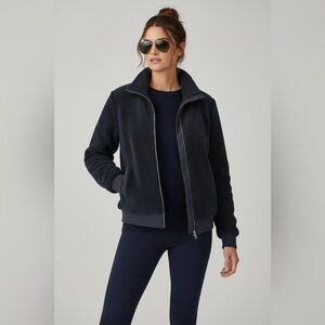 Banana Republic Medium Navy Fuzzy Fleece Zip Up Jacket Women's